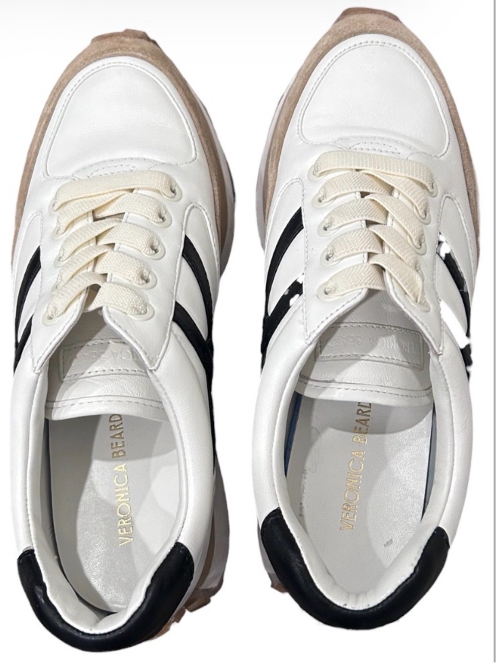 Veronica Beard Valentina sneakers white and black with coconut suede Size 6.5M - Picture 5 of 9